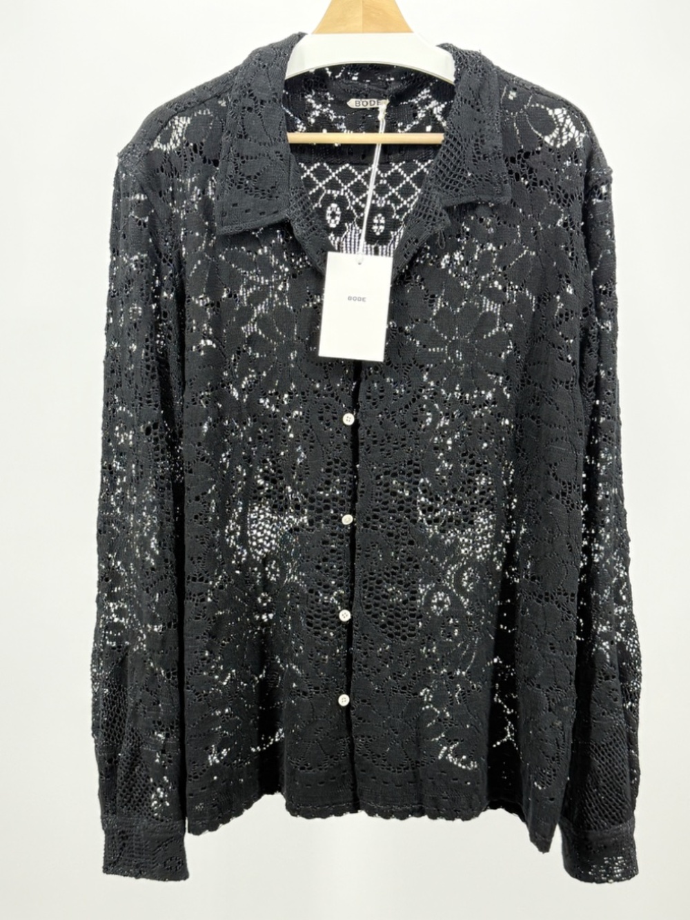 Bode Black Crochet Lace Shirt